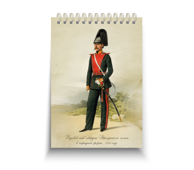 Блокнот стандарт, 105 х 150 мм "Рядовой лейб-гвардии Драгунского полка в парадной форме.1855 год"