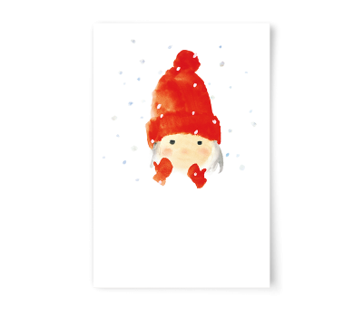 Открытка премиум, 100х150 мм. Девочка в красной шерстяной шапке. Художественный музей Тихиро Ивасаки.