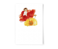 Открытка премиум, 100х150 мм. Дитя на цветке мака. Художественный музей Тихиро Ивасаки.